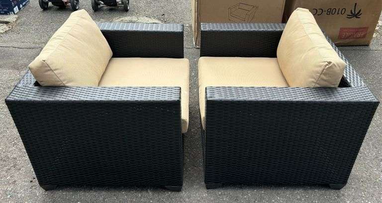 (2) TK Classics Black Wicker Single Patio Chairs *NIB