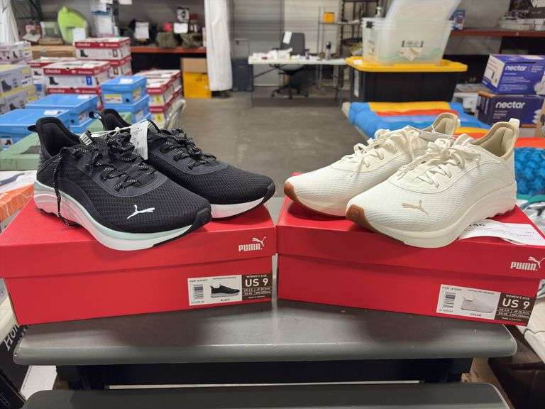 (2) Puma Women’s Sophia EVO Sneakers (Black Size 9 & Cream Size 9)