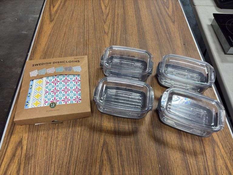 12pk Swedish Dishcloths & (4) Progressive Food Storage Containers