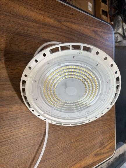 Utilitech 4ft LED Linkable Strip Light, LED Round High Bay Light, 7" Round Flushmount Light & 8ft USB LED Indoor Strip Light