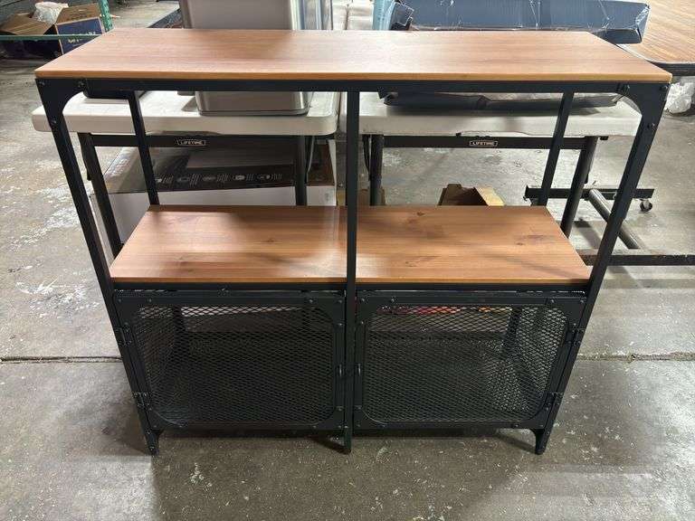 Wood & Metal 3-Shelf Office Cabinet w/ 2 Doors