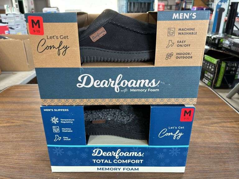 (2) Dearfoam Men’s Lined House Slippers (Black Size M)