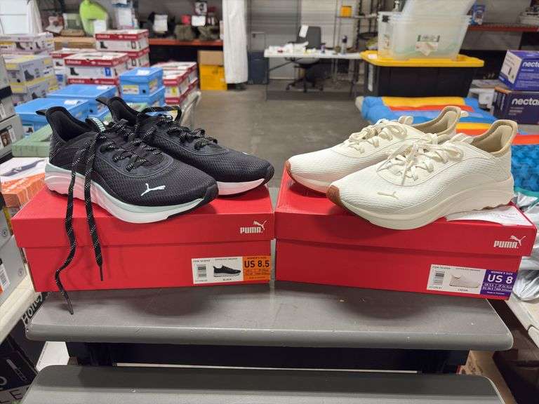 (2) Puma Women’s Sophia EVO Sneakers (Black Size 8.5 & Cream Size 8)