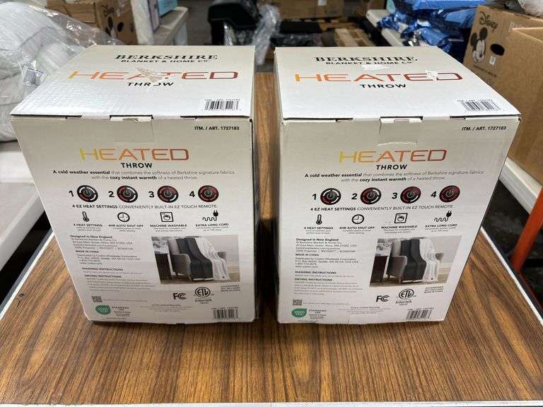 (2) Berkshire Luxe Faux Fur Heated Throw Blankets - Gray & White