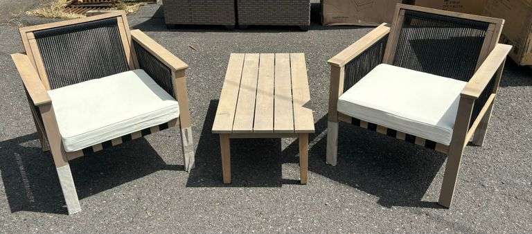 TK Classics 2 Arm Chairs + 1 Planked Coffee Table Set *NIB