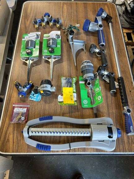 Assorted Orbit Sprinkers, (4) Assorted Nozzle Sprayers, & Hose Faucet Manifold