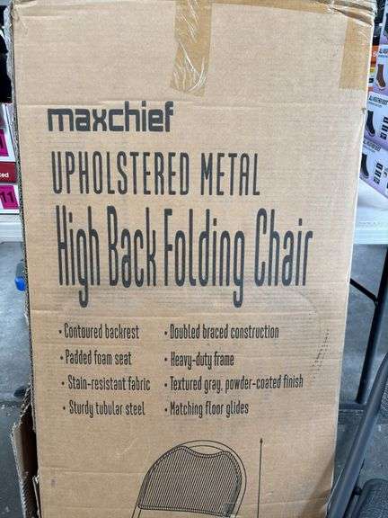 MaxChief 4pk Upholstered Metal High Back Folding Chairs