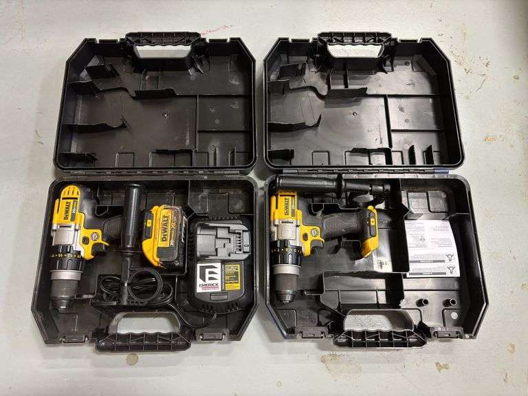 (2) DeWalt Cordless 20v Max XR Hammer Drill/Driver Kits w/ Battery & Charger *Tested/Works