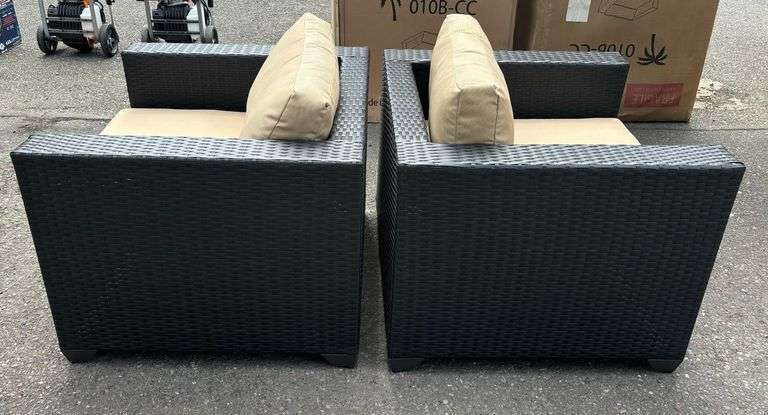 (2) TK Classics Black Wicker Single Patio Chairs *NIB