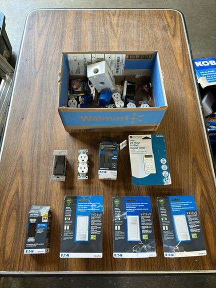 Assorted Light & Fan Switches, Power Outlets & Digital Wall Timers