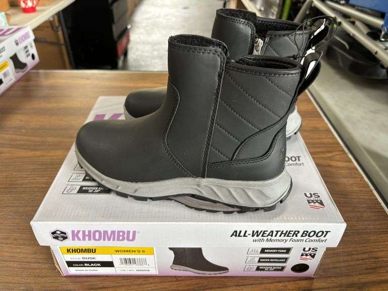(4) Khombu Womens All Weather Memory Foam Boots (Black Sizes 6 & Brown Size 6)