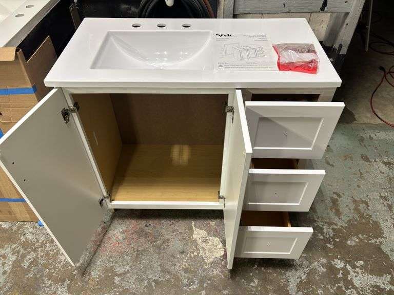 Style Selections 36” Vanity with Top & Mirror - White