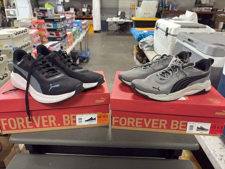 (1) Puma Mens Rocket Fuel (Black Size 10.5) & (1) Puma Zip C Sneakers (Gray Size 8.5)