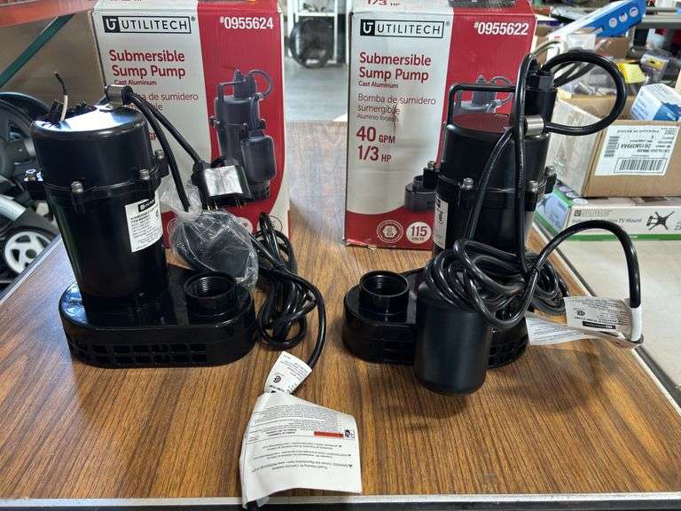 (2) Utilitech 1/3hp 40gpm Submersible Sump Pumps