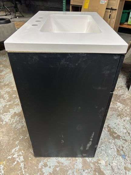 Style Selections 30-in Vanity with Top and Mirror - Black
