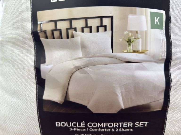 Coco Cozy King 3pc Boucle Comforter Set - White