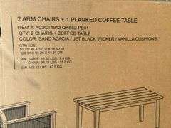 TK Classics 2 Arm Chairs + 1 Planked Coffee Table Set *NIB