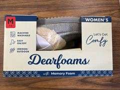 (4) Dearfoam Women’s Memory Foam Faux Fur Slippers (Gray (1) Size S & (3) Size M)