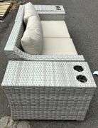 TK Classics Light Gray 2-Piece Wicker Patio Couch Set w/ (2) Wicker Cup Holder End Tables