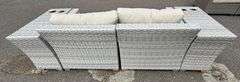 TK Classics Light Gray 2-Piece Wicker Patio Couch Set w/ (2) Wicker Cup Holder End Tables