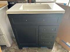 Style Selections 30-in Vanity with Top and Mirror - Black