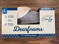 (4) Dearfoam Women’s Faux Fur Slippers (1 Gray Size M/ 2 Gray Size L/ 1 Charcoal Size XL)