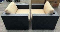 (2) TK Classics Black Wicker Single Patio Chairs *NIB
