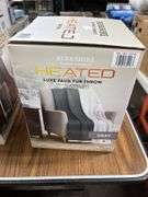 (2) Berkshire Luxe Faux Fur Heated Throw Blankets - Gray & White