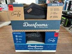 (2) Dearfoam Men’s Lined House Slippers (Black Size M)