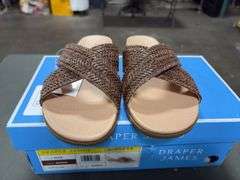 (3) Draper James Slip On Sandals ( 2 White Size 7 & 1 Brown Size 6)