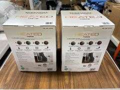 (2) Berkshire Luxe Faux Fur Heated Throw Blankets - Gray & White