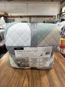 PEM 3pc King Quilt Set - Reversible Origami Patchwork