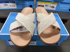 (3) Draper James Slip On Sandals ( 2 White Size 7 & 1 Brown Size 6)