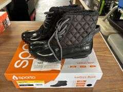 (2) JBU Women’s Lace Up Weatherproof Boots (Black Size 8 & 9) (1) Sporto Womens Snow Boot (Black Siz