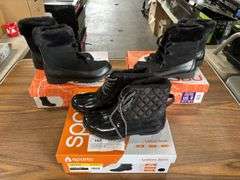 (2) JBU Women’s Lace Up Weatherproof Boots (Black Size 8 & 9) (1) Sporto Womens Snow Boot (Black Siz