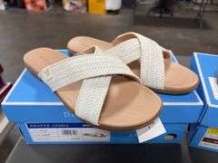 (3) Draper James Slip On Sandals ( 2 White Size 7 & 1 Brown Size 6)