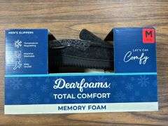 (2) Dearfoam Men’s Lined House Slippers (Black Size M)