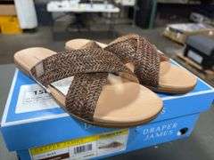 (3) Draper James Slip On Sandals ( 2 White Size 7 & 1 Brown Size 6)
