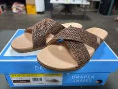(3) Draper James Slip On Sandals ( 2 White Size 7 & 1 Brown Size 6)
