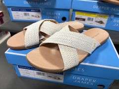 (3) Draper James Slip On Sandals ( 2 White Size 7 & 1 Brown Size 6)