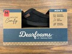 (2) Dearfoam Men’s Lined House Slippers (Black Size M)