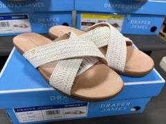 (3) Draper James Slip On Sandals ( 2 White Size 7 & 1 Brown Size 6)