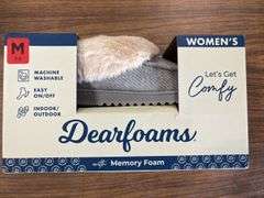 (4) Dearfoam Women’s Faux Fur Slippers (1 Gray Size M/ 2 Gray Size L/ 1 Charcoal Size XL)