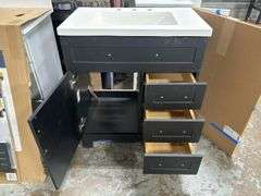 Style Selections 30-in Vanity with Top and Mirror - Black