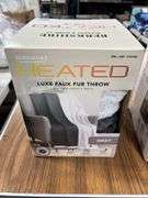 (2) Berkshire Luxe Faux Fur Heated Throw Blankets - Gray & White