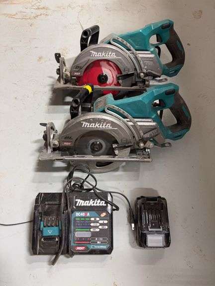(2) Makita 40v GSR01M1 Cordless Circular Saws w/ Battery & Charger *Tested/Works