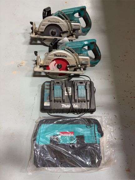 (2) Makita 36v XSR01 Cordless Circular Saws w/ (2) Batteries, Charger & Tool Bag *Tested/Works