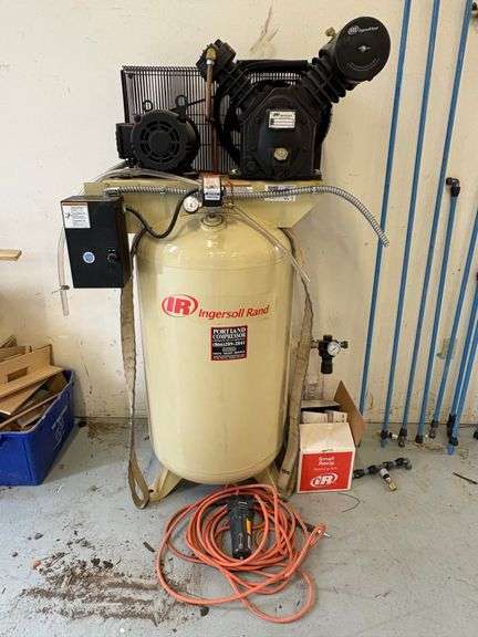 Ingersoll Rand 2475 5/7.5HP Two-Stage Bare Electric V-Twin Air Compressor w/ Air Hose, FSCurtis Air Dryer & (9) Sections of AirNet Air Piping