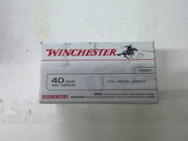 WINCHESTER 40 S AND W, 165 GRAIN, FULL METAL JACKET, 100 ROUNDS IN SEALED BOX