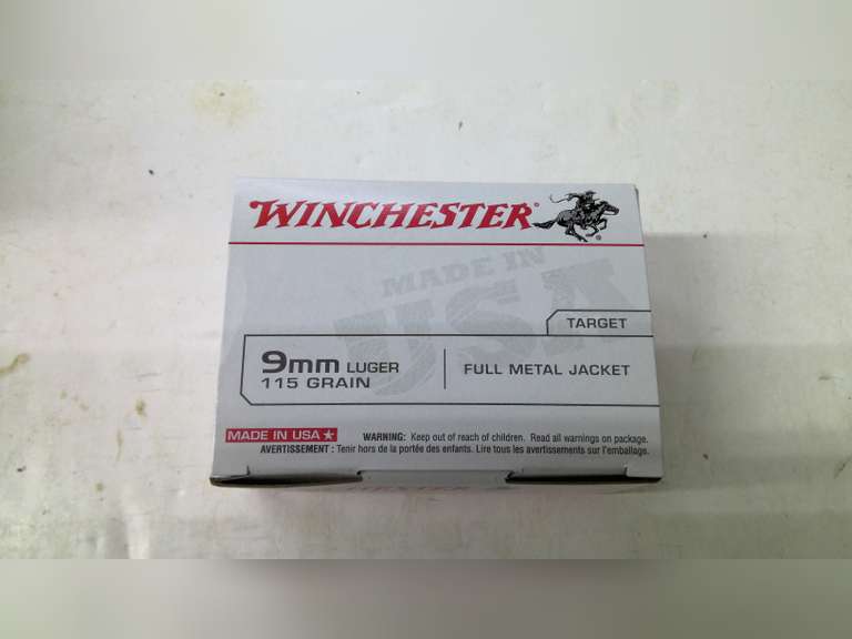 WINCHESTER 9MM LUGER 115 GRAIN, FULL METAL JACKET, 100 ROUND VALUE PACK